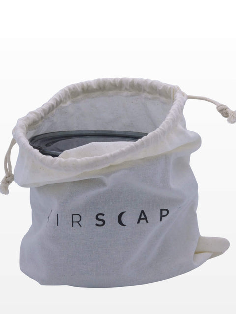 Small Airscape coffee canister in natural off-white drawstring bag