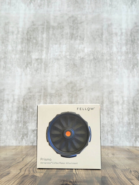 Fellow Prismo AeroPress coffee maker attachment packaging box.