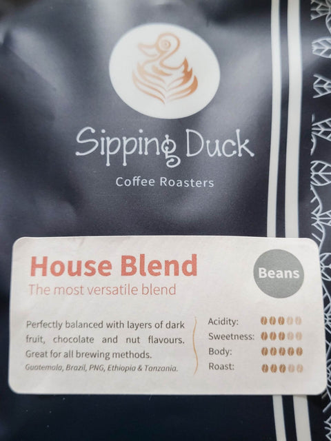 Sipping Duck Coffee Roasters House Blend, the most versatile blend. Profile description.